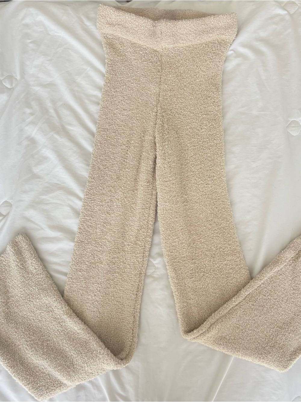 Cozy Cream Straight-Leg Knit Lounge Pants